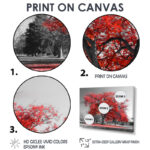 Red Tree on Grey Tone - Tree wall art, Red Tree canvas art print - Image 7