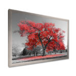Red Tree on Grey Tone - Tree wall art, Red Tree canvas art print - Image 2