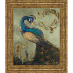 Regal Peacock Wall Art - 22" x 26" - Gilded Radiance Frame - Image 2