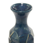 Renick Ceramic Faceted Decorative Teal Vase with Gold Accents - Image 3