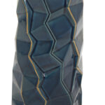 Renick Ceramic Faceted Decorative Teal Vase with Gold Accents - Image 6