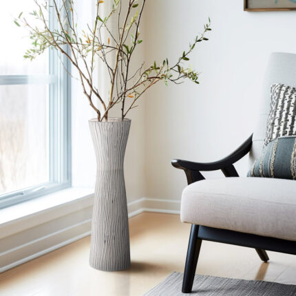 Richarson Contemporary Stoneware Vase – Elegant and Stylish Decorative Accent with Unique Textured Detailing - Chic Decora