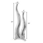 Roarke (Set Of 2) Modern Tall Silver Squiggly Vases - Image 5