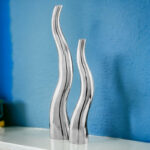 Roarke (Set Of 2) Modern Tall Silver Squiggly Vases - Image 6
