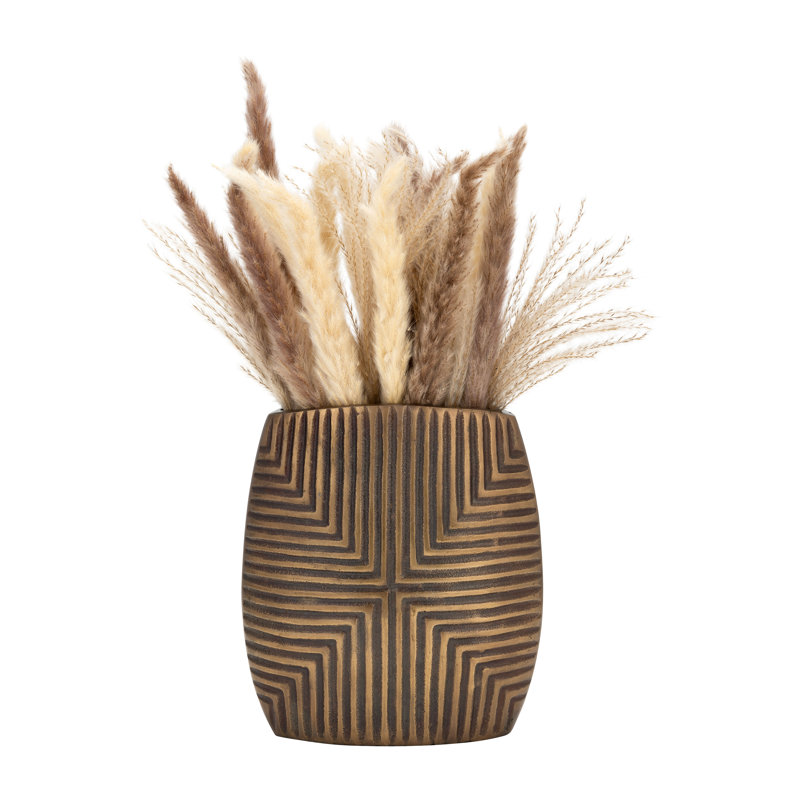 Rochella Modern Aluminum Metal Decorative Vase with Geometric Textured Design – Contemporary Accent for Elegant Decor - Chic Decora