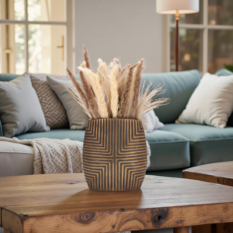 Rochella Modern Aluminum Metal Decorative Vase with Geometric Textured Design – Contemporary Accent for Elegant Decor - Chic Decora