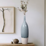 Romilly Decorative Flower Vase for Home Decor â€“ Large Flower Vase for Entryway or Living Room Display â€“ Tall Vase for Contemporary or Transitional Spaces â€“ Blue and White