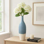 Romilly Decorative Flower Vase for Home Decor â€“ Large Flower Vase for Entryway or Living Room Display â€“ Tall Vase for Contemporary or Transitional Spaces â€“ Blue and White - Image 2