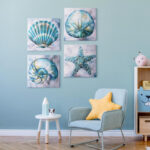 Rosecliff Heights Elegant Shells Canvas Wall Art Print Set of 4 - Image 4