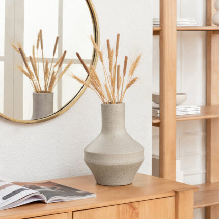 Round Terracotta Vase – Decorative Table Accent for Styling Dry Flowers - Chic Decora