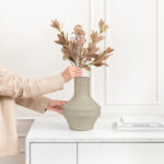 Round Terracotta Vase - Decorative Table Accent for Styling Dry Flowers - Image 2