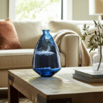 Rounded Glass Vase with Curved Base Design Crafted from Blown Glass for Modern Accent Decor in Casual Home Style Ideal for Display as Standalone Decorative Glassware Piece