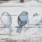 Runda Perched Birds - Hand Painted Wood Plank Panel Wall Décor - Image 3