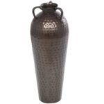 Russia Brown Metal Tall Floor Mediterranean Style Decorative Brown Vase with Hammered Details and Handles