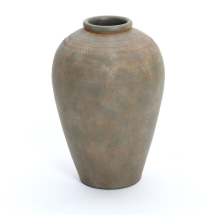 Rustic Brown Terracotta 14.6-Inch Tall Urn Vase - Chic Decora