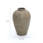 Rustic Brown Terracotta 14.6-Inch Tall Urn Vase - Image 4