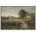 Rustic Countryside "Country Village Rural Landscape Nature Farmhouse Framed Canvas Print Wall Art - Image 7