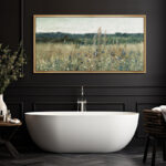 Rustic Countryside " Rustic Field Wildflowers Vintage Countryside Nature Landscape Retro Art Decor Extra Large Pictures " - Image 5