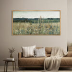 Rustic Countryside " Rustic Field Wildflowers Vintage Countryside Nature Landscape Retro Art Decor Extra Large Pictures " - Image 2