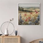 Rustic Countryside Relax Calm Landscape Nature Wildflowers Pictures Large Framed Canvas Wall Art - Image 4