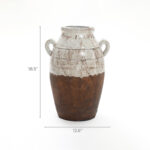 Rustic Cream and Brown Terracotta Urn with Handles 18.5-Inch Tall Vase - Image 4