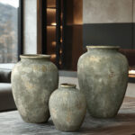 Rustic Gold and Brown Terracotta Tall Urn Vase - Image 8