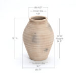 Rustic Terracotta Vase with Ribbed Texture, 15'' Tall Brown Accent for Shelves & Tabletops - Image 5
