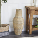 Sabre Brown Faux Seagrass Handmade Tall Woven Floor Vase - Image 2