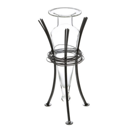 Samak Amphora Glass Table Vase with Wire Metal Stand - Chic Decora