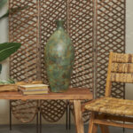 Sarahanne Ceramic Tall Distressed Antique Style Decorative Green Vase - Image 3