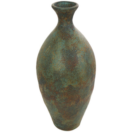 Sarahanne Ceramic Tall Distressed Antique Style Decorative Green Vase - Chic Decora