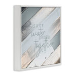Save Water Shower Together Slate Blue Planked Wood Look by Kimberly Allen - Textual Art Print - Image 2