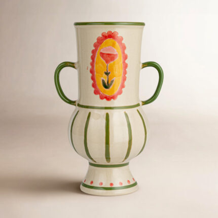 Scandinavian Blossom Hand-painted Stoneware Urn - Chic Decora