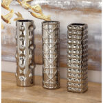 Schlueter Ceramic Decorative Silver Vase with Varying Patterns Set (Set of 3) - Image 4