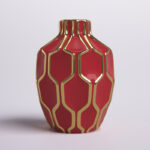 Sculptural Ceramic Vase with Geometric Raised Detailing and Modern Decorative Design for Contemporary Accent Display Table Decor Shelf Styling - Image 4