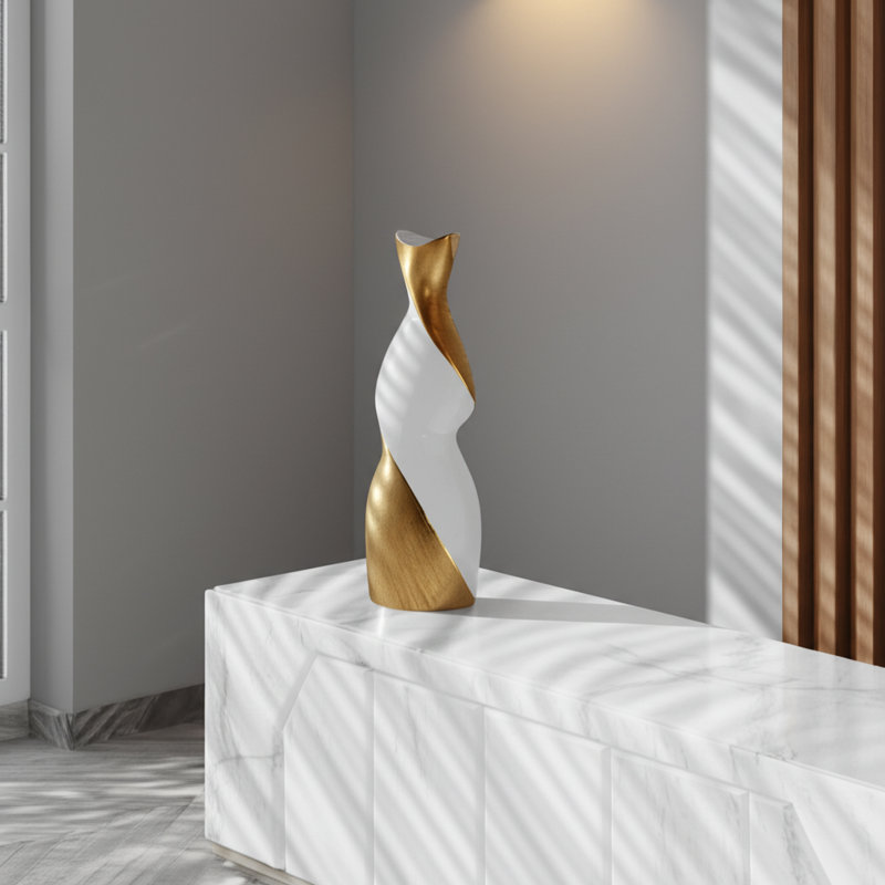 Sculptural Vase with a Twisting Silhouette â€“ Modern Tall Vase and Table Vase for Home Decor â€“ Decorative Flower Vase for Shelf, Entryway, or Mantel Styling - Chic Decora