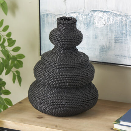 Seagrass Handmade Wrapped Decorative Vase with Abstract Bubble Shape - Chic Decora