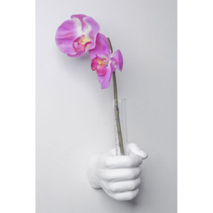 Seniha White Flower Vase Hand Wall Mount – 7″ long - Chic Decora