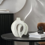 Set Of 2 White Vase Nordic Boho Unique Hollow Snuggle Vases Table Dried Flowers Donut Cut Out Vases