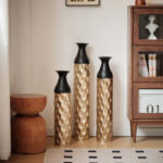 Set Of 3 Gorgeous Home Decoration Large Glazed Floor Metal Vases (24.8"/29"/33.8" H) - Image 5