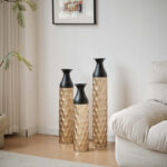 Set Of 3 Gorgeous Home Decoration Large Glazed Floor Metal Vases (24.8"/29"/33.8" H) - Image 8