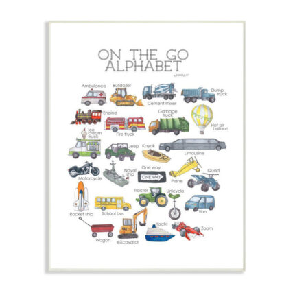 Sevier Watercolor on the Go Transportation Alphabet Kids Wall Décor - Chic Decora