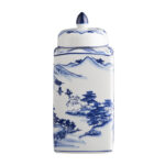 Shanquia 9.44" Handmade Blue White Chinoiserie Ceramic Ginger Jar/ Table Vase - Image 3