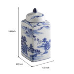 Shanquia 9.44" Handmade Blue White Chinoiserie Ceramic Ginger Jar/ Table Vase - Image 5
