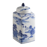 Shanquia 9.44" Handmade Blue White Chinoiserie Ceramic Ginger Jar/ Table Vase - Image 6