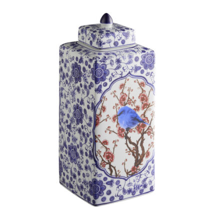 Sharease 17.72″ Handmade Blue White Chinoiserie Ceramic Ginger Jar / Table Vase - Chic Decora