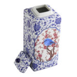 Sharease 17.72" Handmade Blue White Chinoiserie Ceramic Ginger Jar / Table Vase