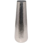 Silver Cedrial Aluminum Metal Tall Hammered Decorative Vase - Image 2