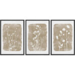 Simple Rustic Botanical Floral Vintage Wildflower Pictures Framed On Canvas 3 Pieces Print Wall Art - Image 4