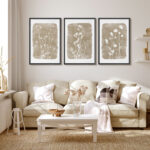 Simple Rustic Botanical Floral Vintage Wildflower Pictures Framed On Canvas 3 Pieces Print Wall Art - Image 5